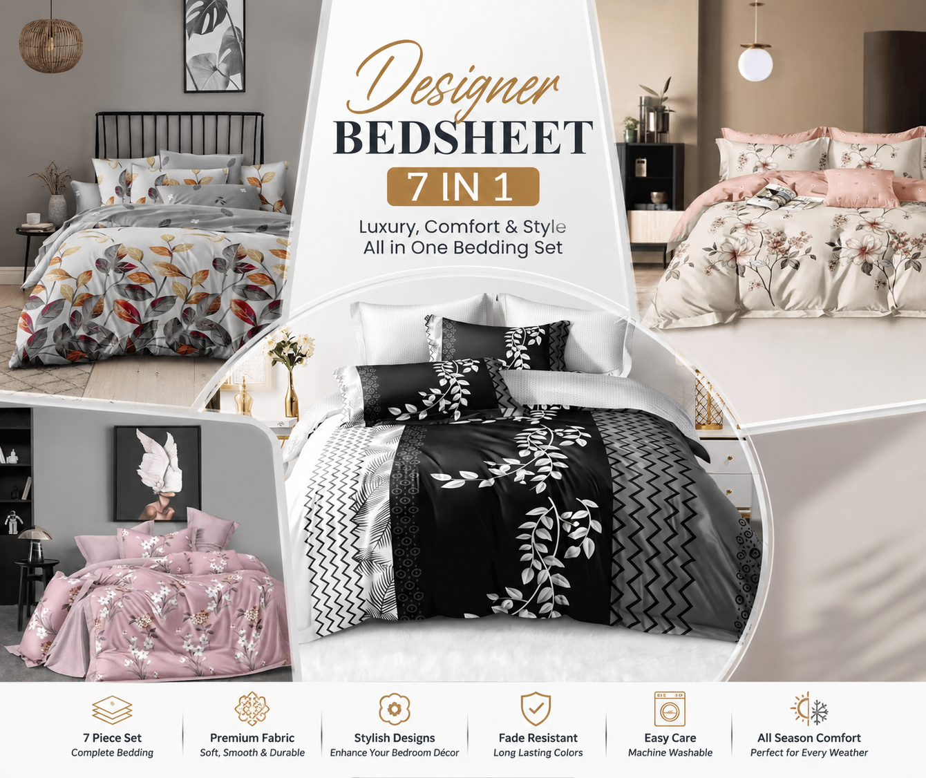 designer bedsheet 7 in 1