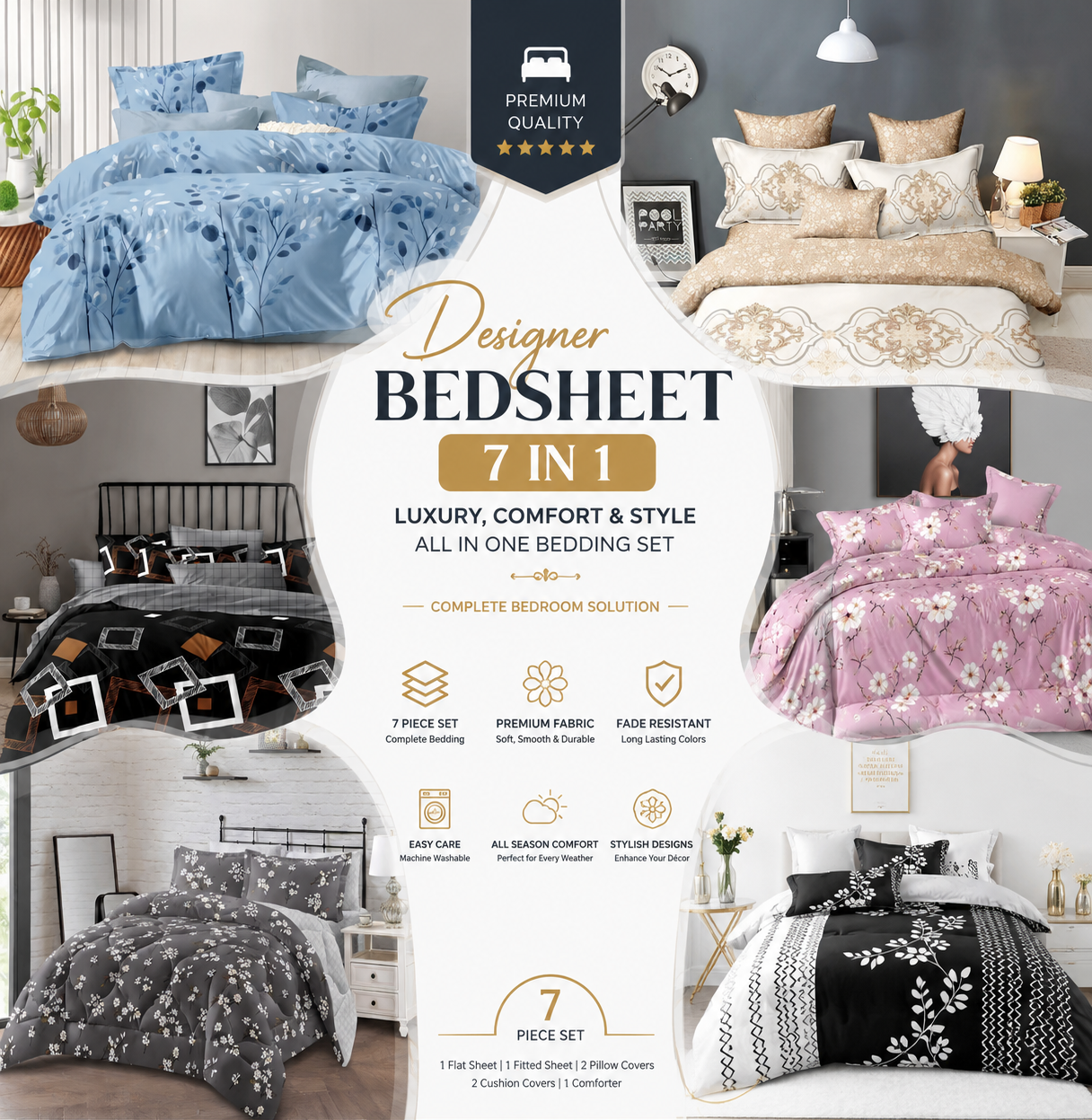 designer bedsheet 7 in 1